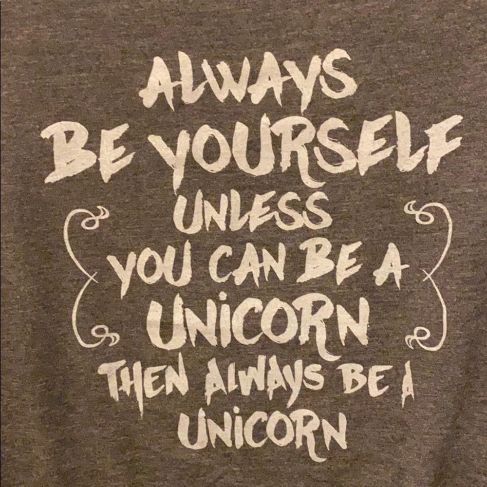 Always be yourself unicorn gray graphic t -large.